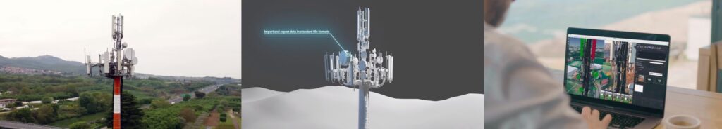 Cell tower in 3D software AI for tower asset management within Cell Tower Software